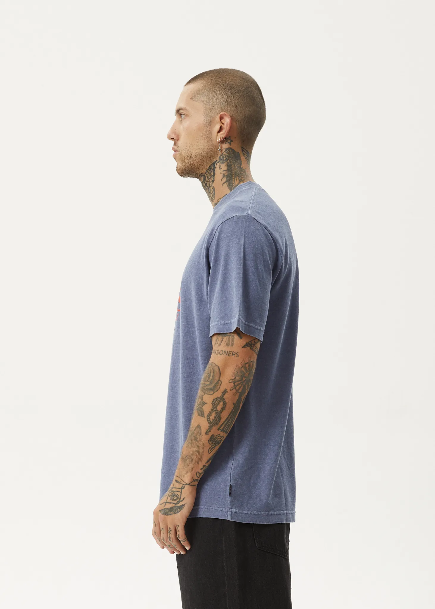 AFENDS Mens Screwed - Retro Fit Tee - Washed Marlin