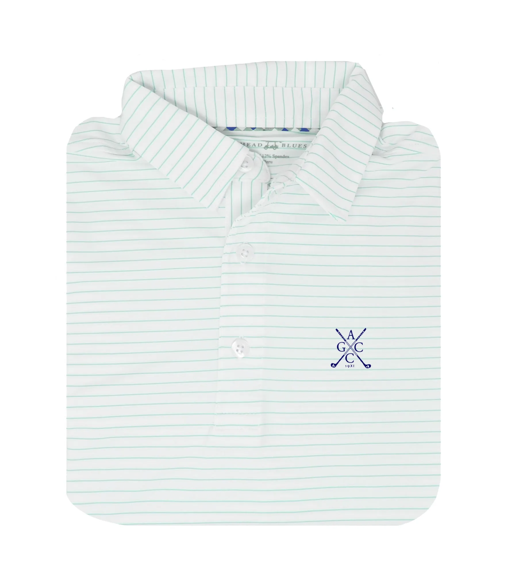 Ames CC - Albatross Polo- White w/ Seaglass Pinstripes