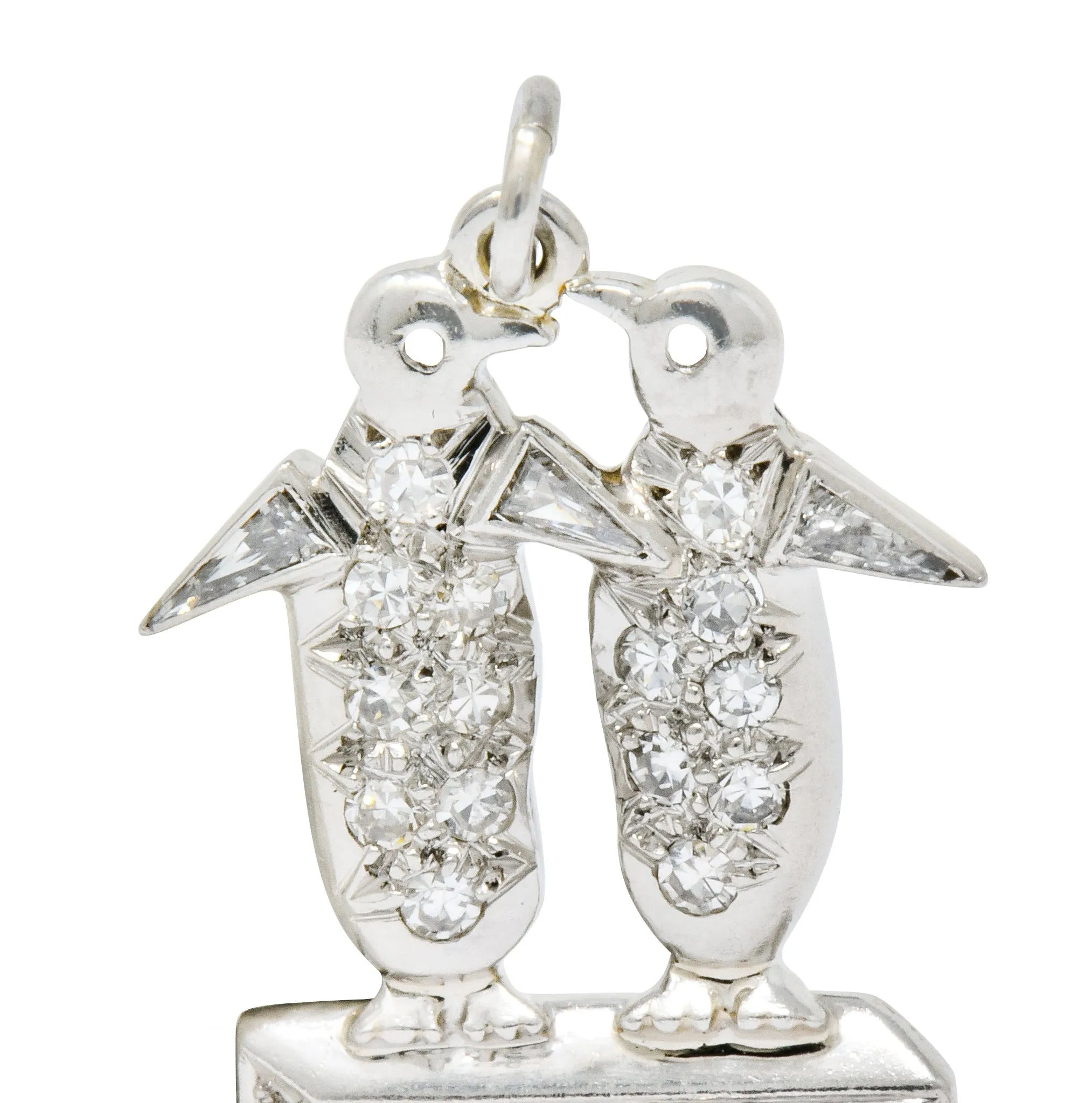 Art Deco 1.20 CTW Diamond Sapphire Platinum Penguin Charm