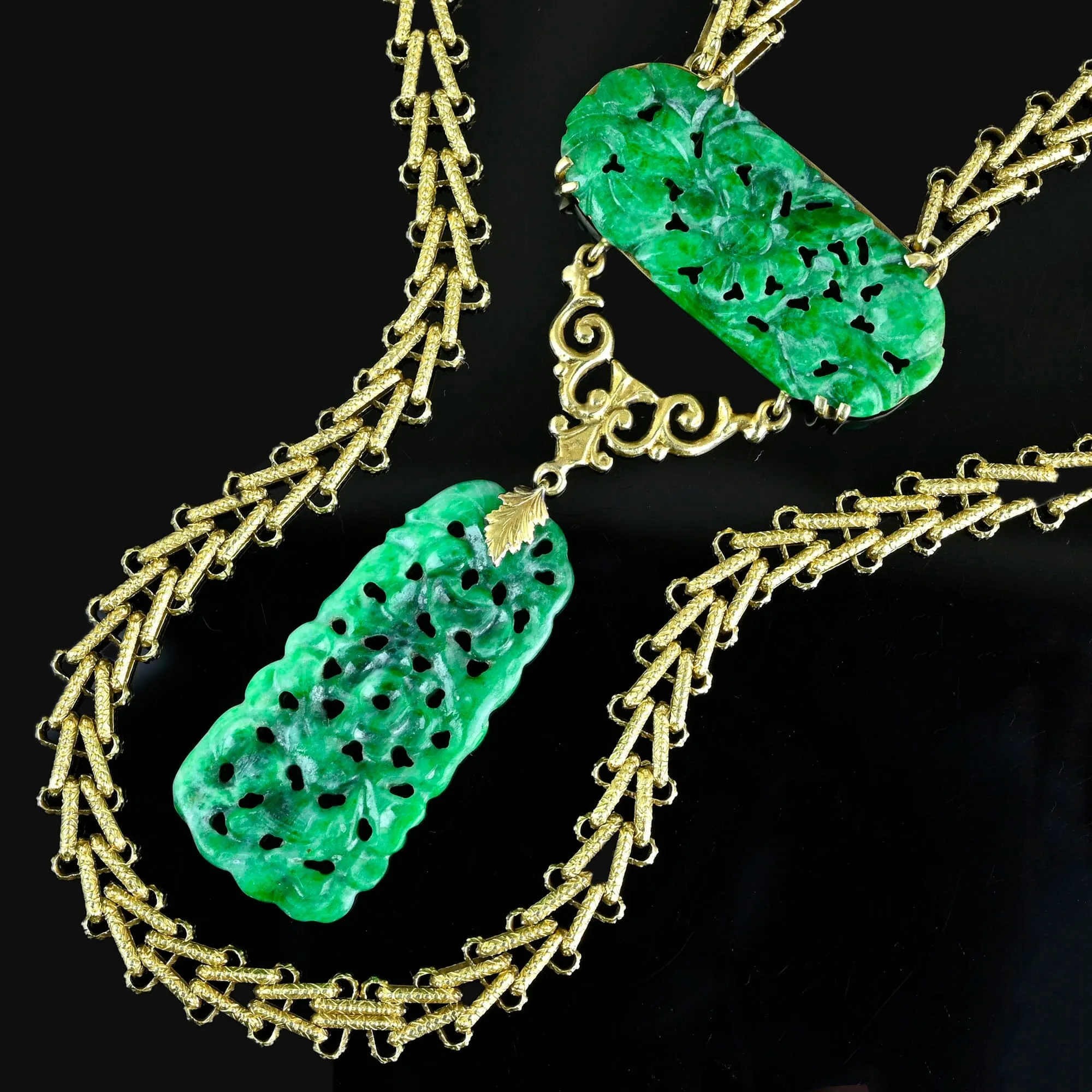 Art Deco 14K Gold Walter Lampl Jade Necklace