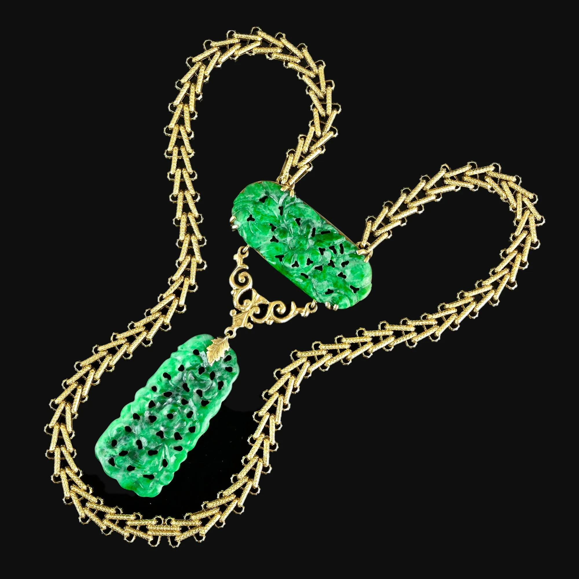 Art Deco 14K Gold Walter Lampl Jade Necklace