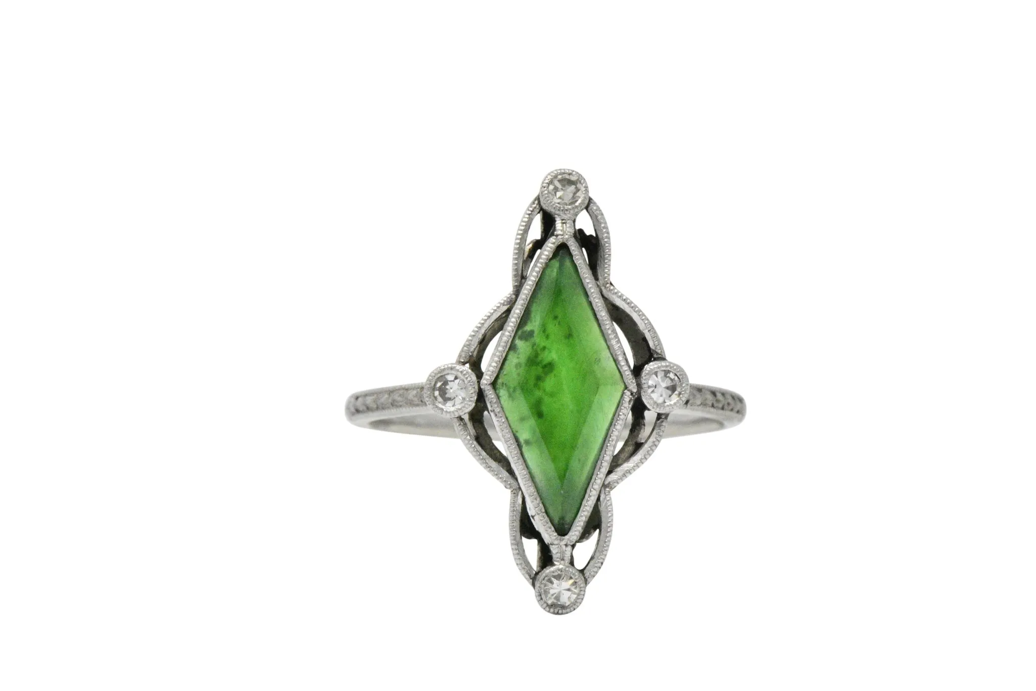 Art Deco Jade Diamond And Platinum Dress Ring