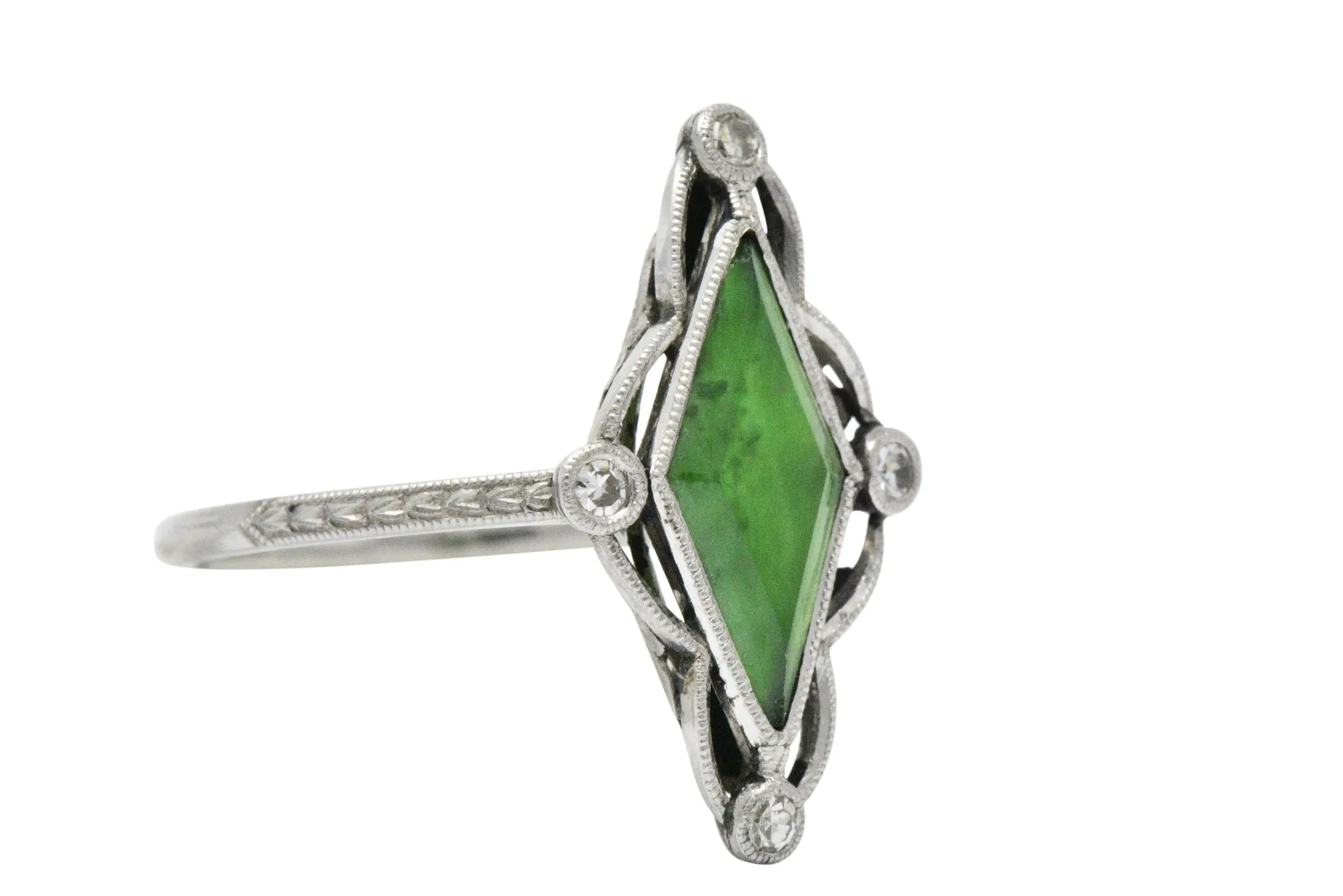 Art Deco Jade Diamond And Platinum Dress Ring