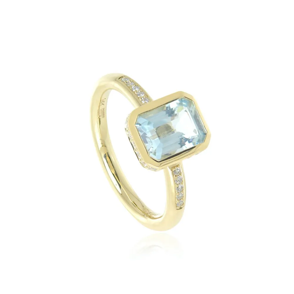 Audrey Ring in Aquamarine & Diamonds