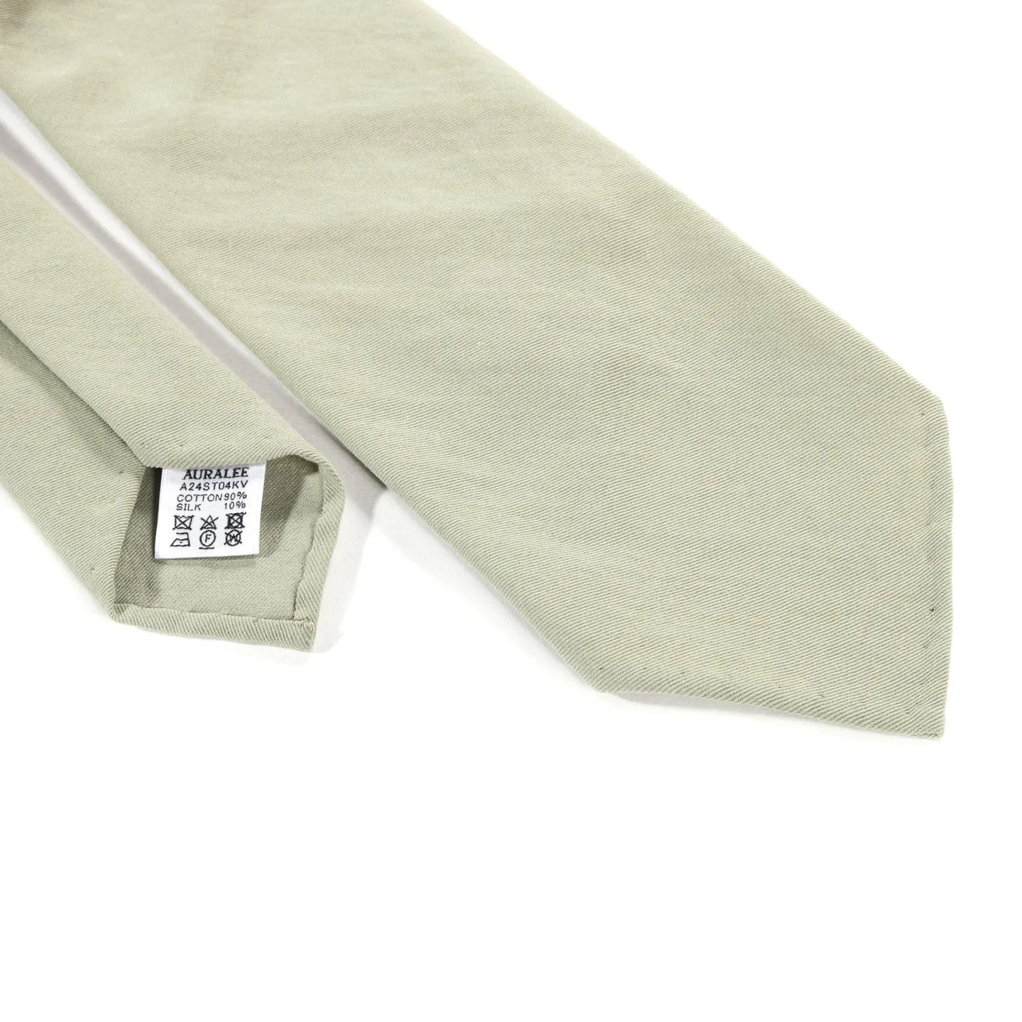 AURALEE HARD TWIST COTTON SILK VIYELLA TIE SAGE GREEN