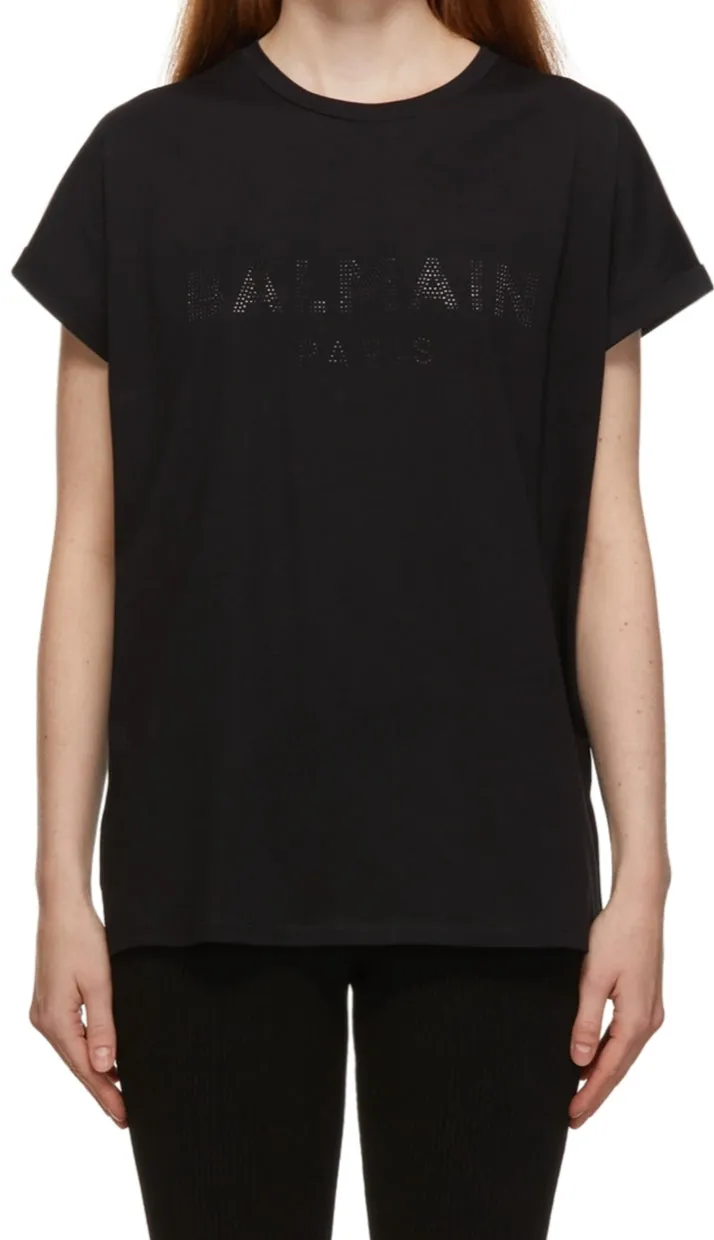 Balmain Strass Logo Tee