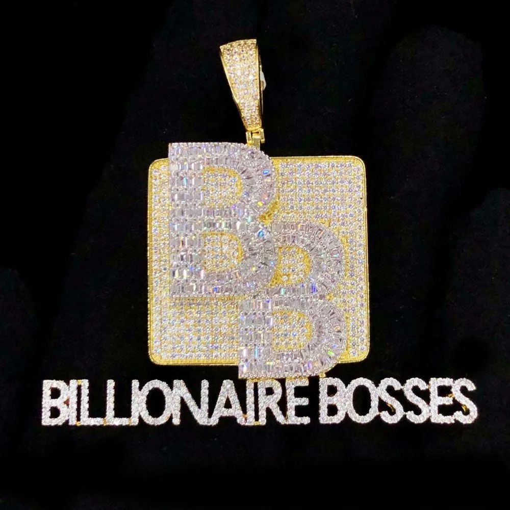 Billionaire Bosses Baguette VVS CZ Hip Hop Iced Out Pendant