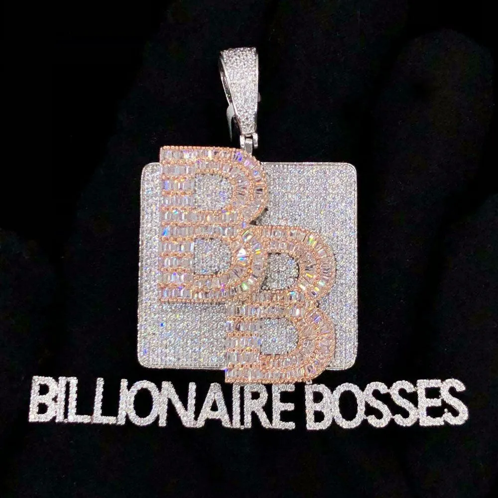 Billionaire Bosses Baguette VVS CZ Hip Hop Iced Out Pendant