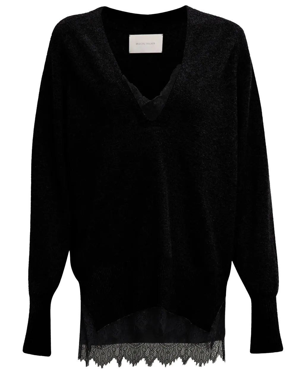 Black Onyx Lace Layered Vee Pullover