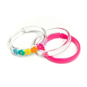 Bright Colors Flowers Bangle Set of 3