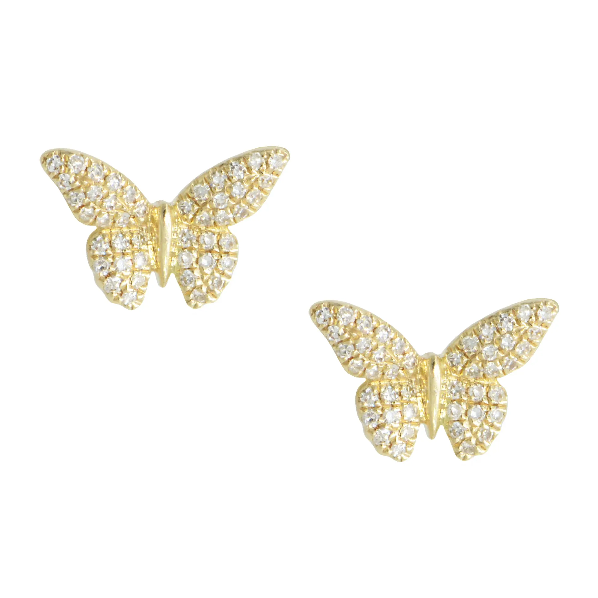 Butterfly Stud Earrings With Diamonds in 14k