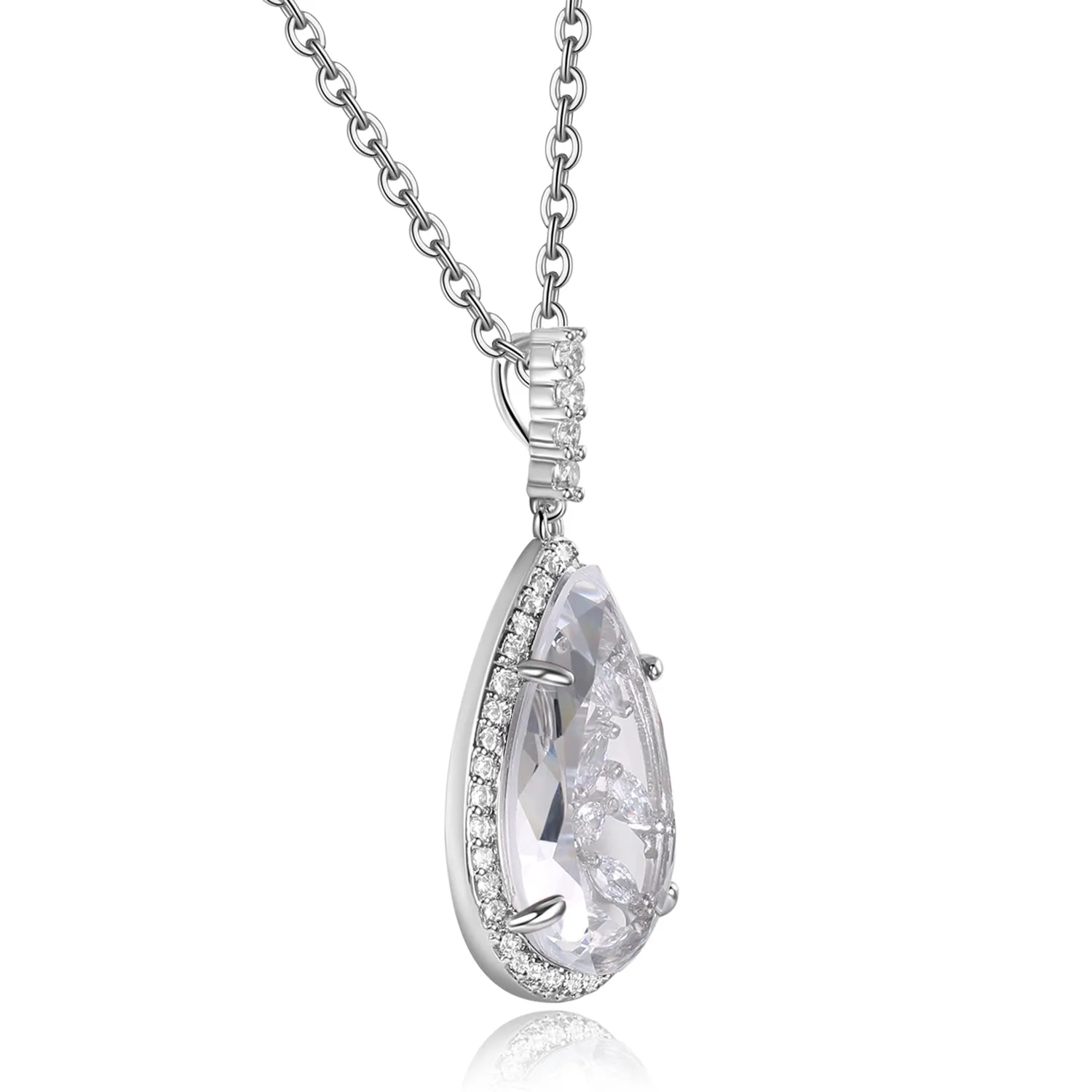 Calista Clear Stone with CZ Backing Pendant