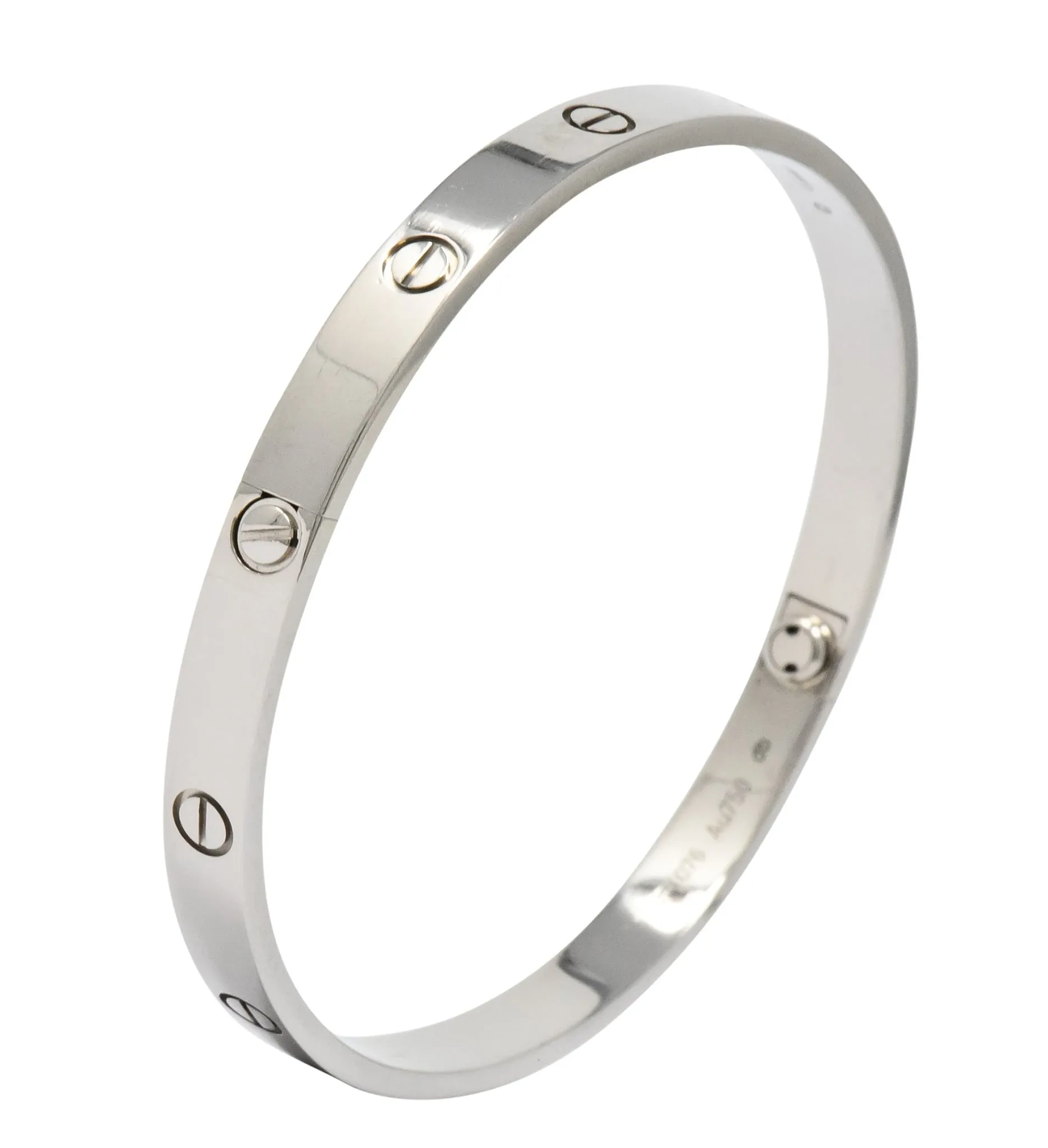 Cartier 18 Karat White Gold Unisex Love Bangle Bracelet Large