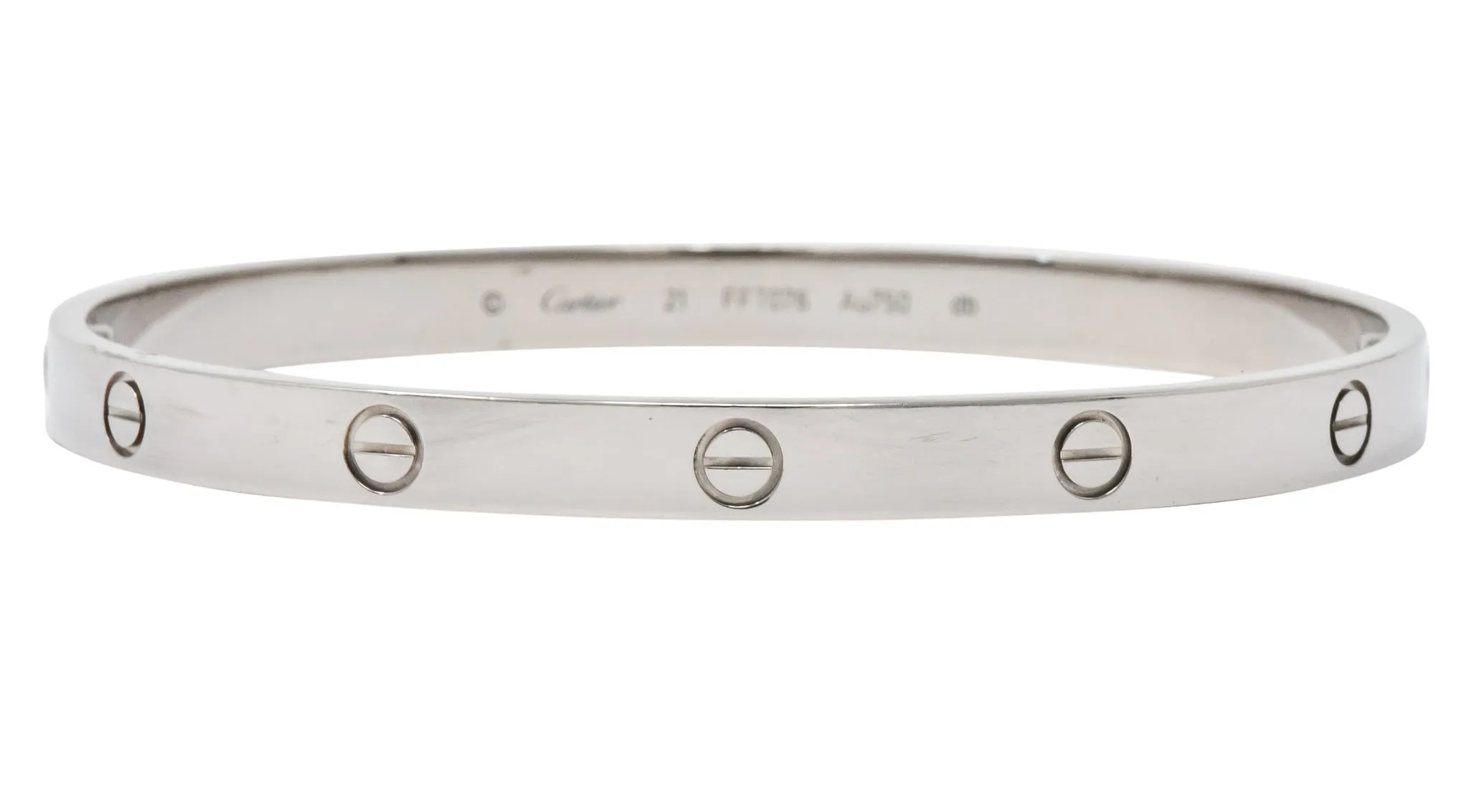 Cartier 18 Karat White Gold Unisex Love Bangle Bracelet Large