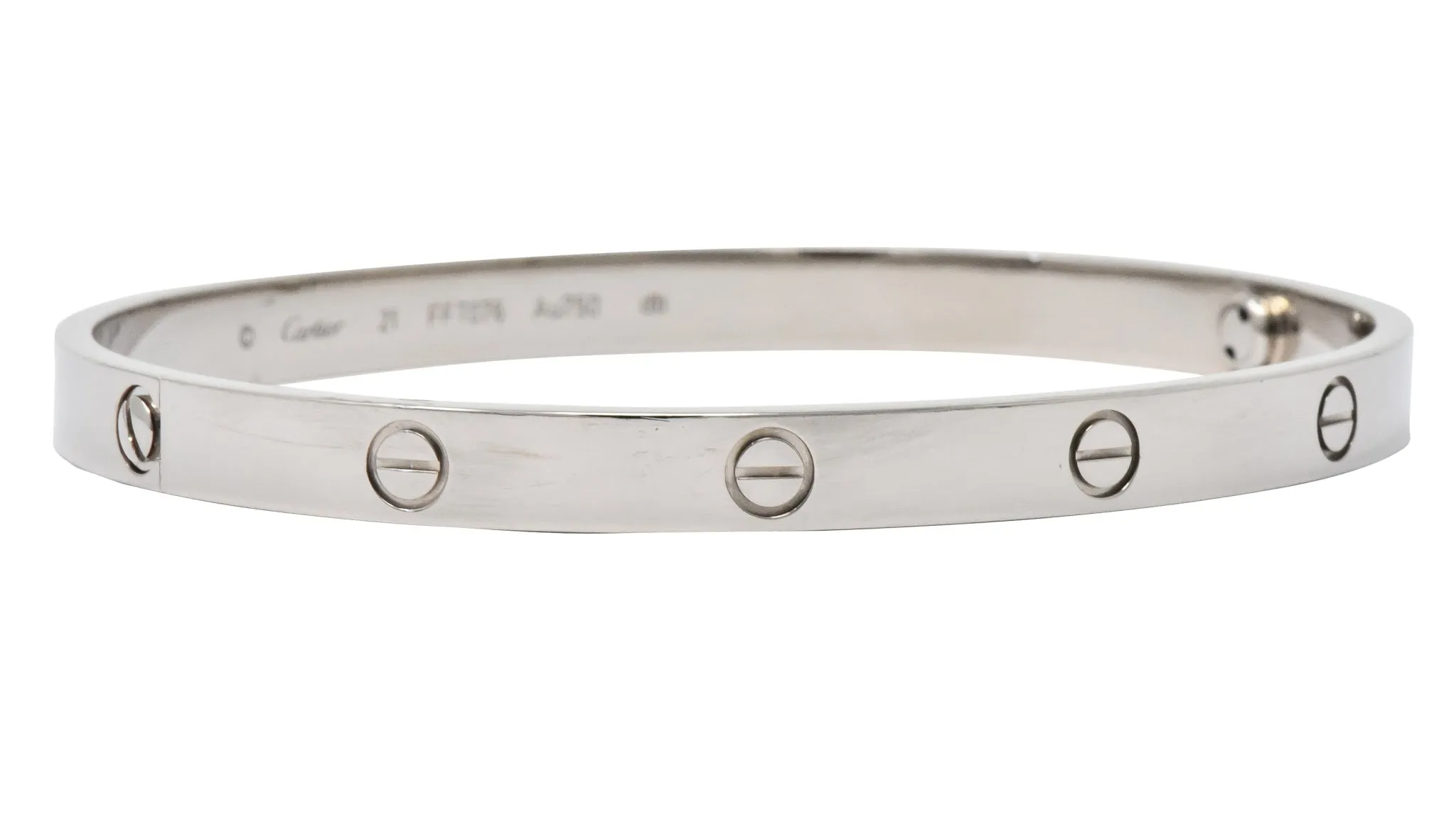 Cartier 18 Karat White Gold Unisex Love Bangle Bracelet Large