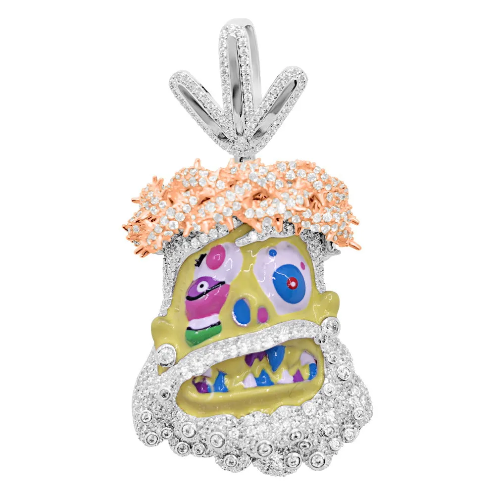 Cartoon Jesus Yellow Face VVS CZ Iced Out Pendant