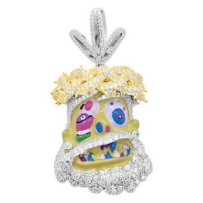 Cartoon Jesus Yellow Face VVS CZ Iced Out Pendant