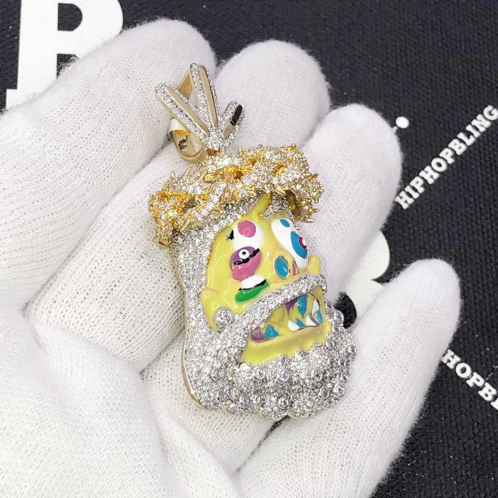 Cartoon Jesus Yellow Face VVS CZ Iced Out Pendant