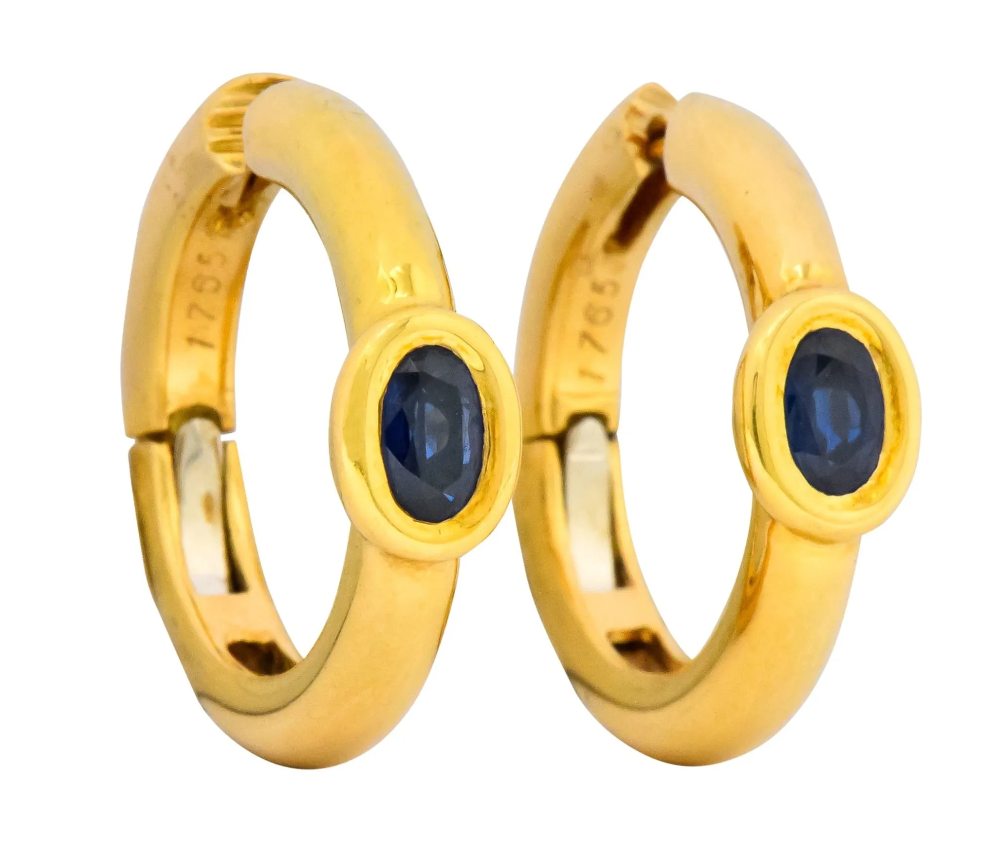 Chaumet Paris Vintage 1.00 CTW Sapphire 18 Karat Gold Hoop Earrings