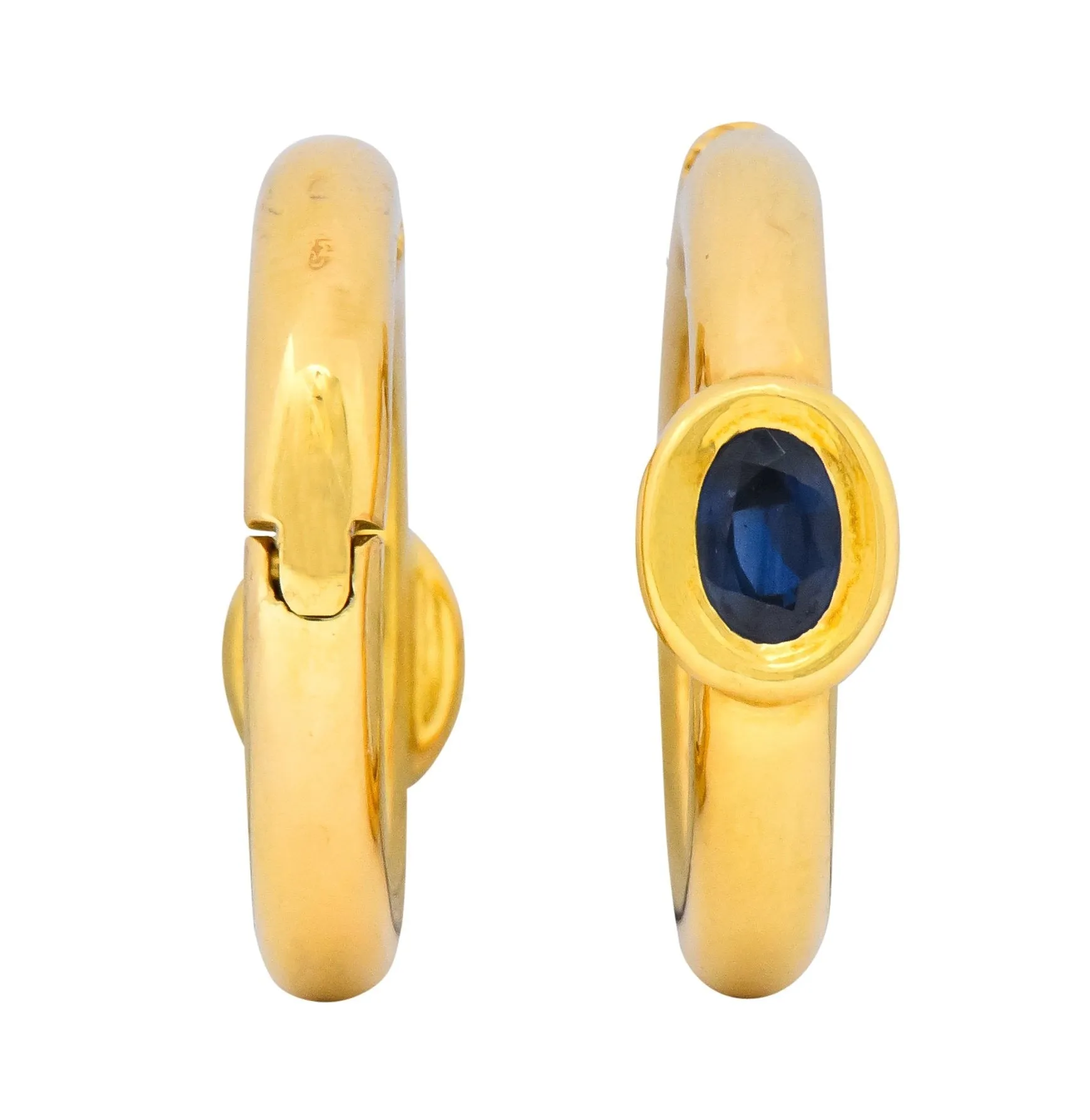 Chaumet Paris Vintage 1.00 CTW Sapphire 18 Karat Gold Hoop Earrings