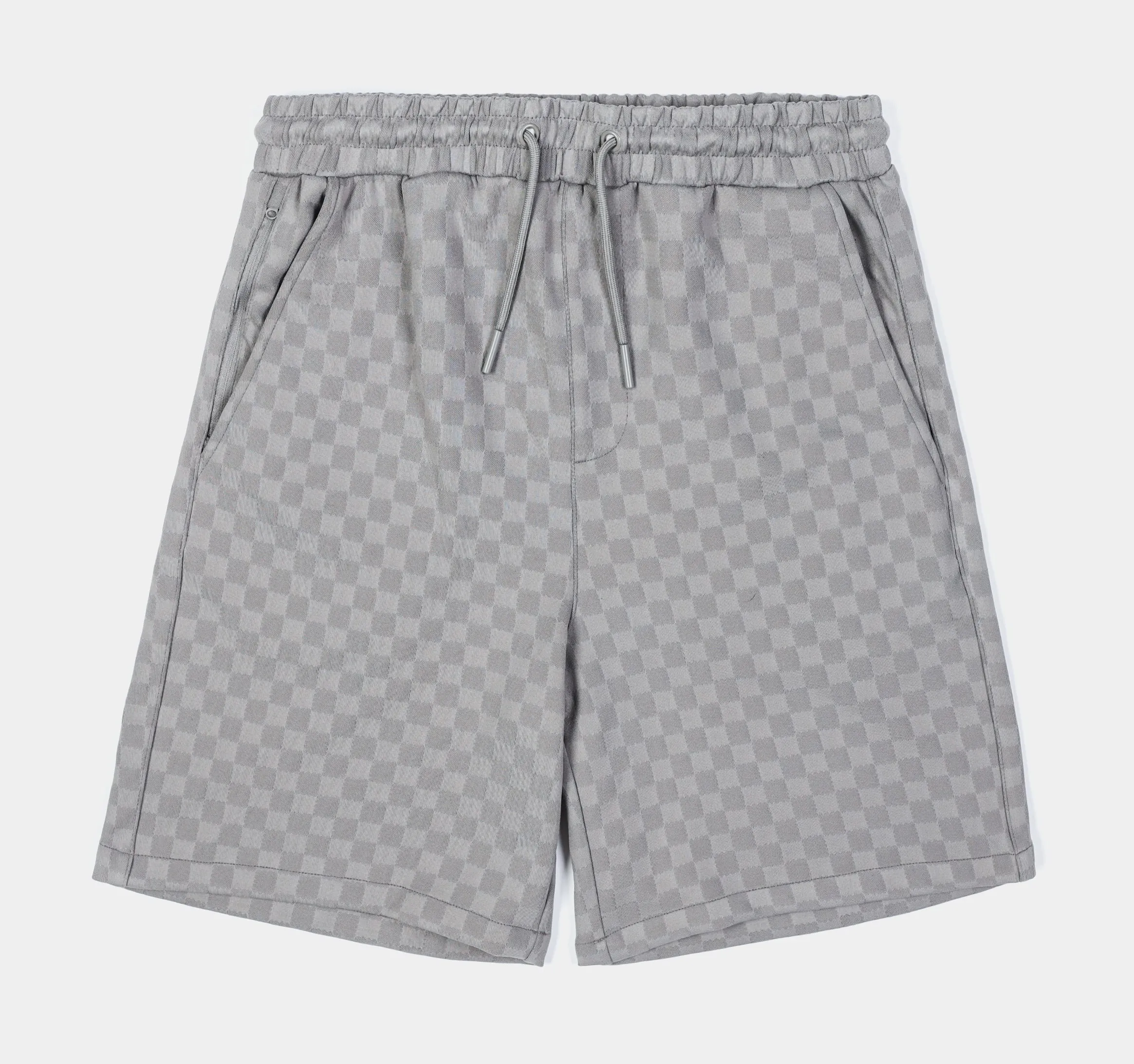 Checkered Knit Mens Shorts (Grey)