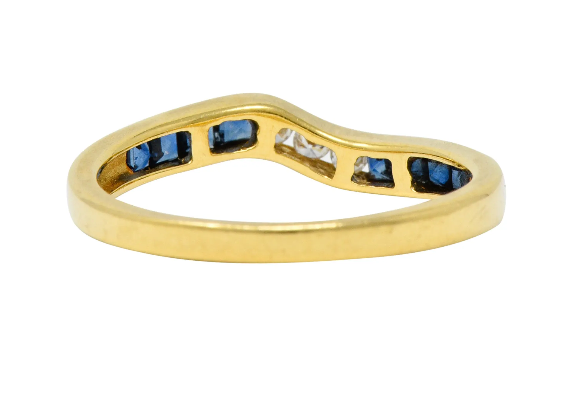 Contemporary 0.50 CTW Sapphire Diamond 18 Karat Gold Chevron Band Ring