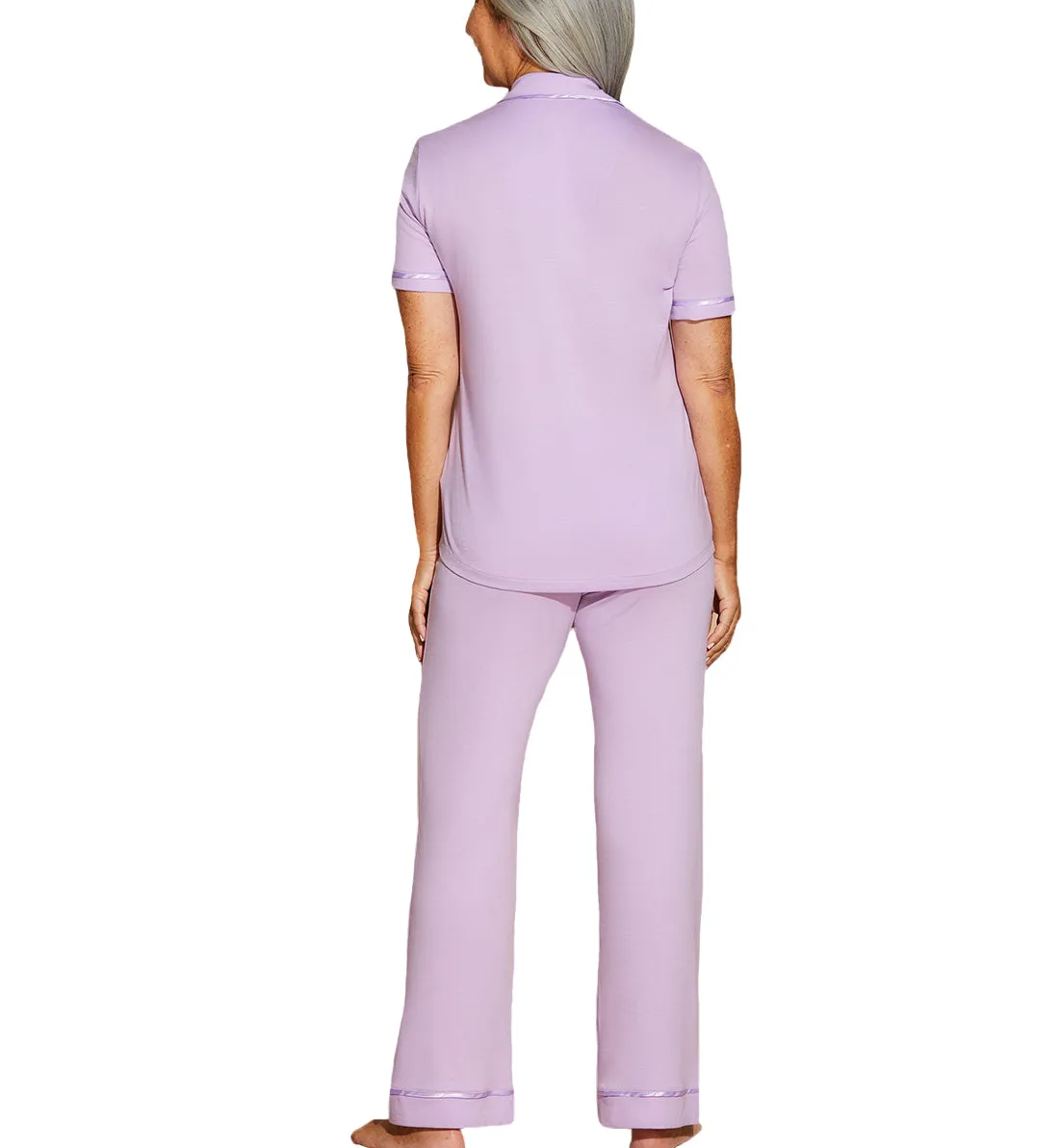 Cosabella Amore Bella Short Sleeve Top & Pant PJ Set (AMORE9645) - Icy Violet