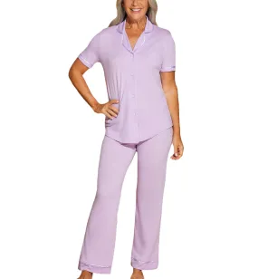 Cosabella Amore Bella Short Sleeve Top & Pant PJ Set (AMORE9645) - Icy Violet