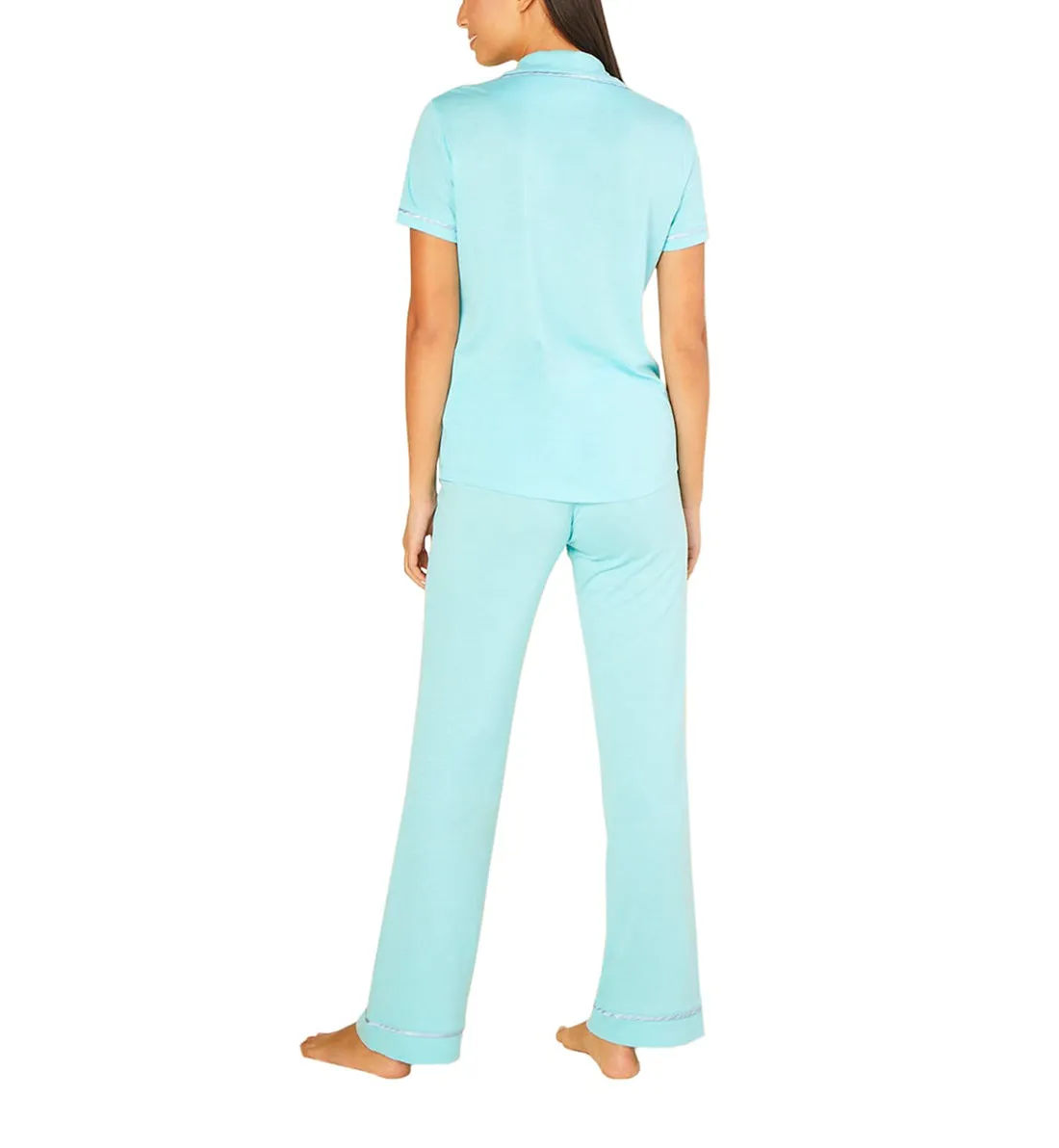 Cosabella Amore Bella Short Sleeve Top & Pant PJ Set (AMORE9645) - Turchese/Blu Venezia