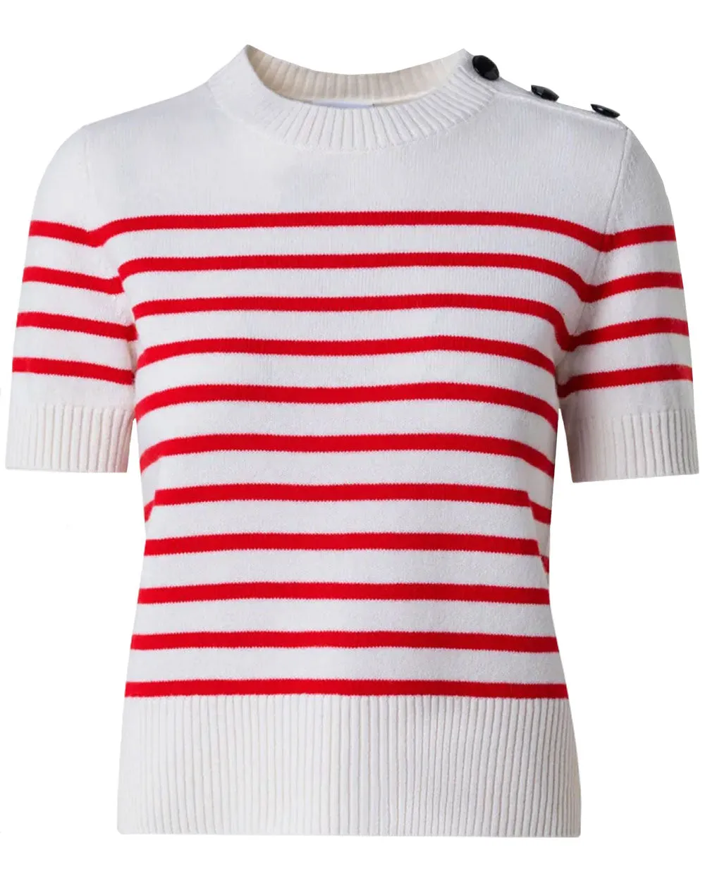 Cream and Red Kodak Stripe Knit Pullover