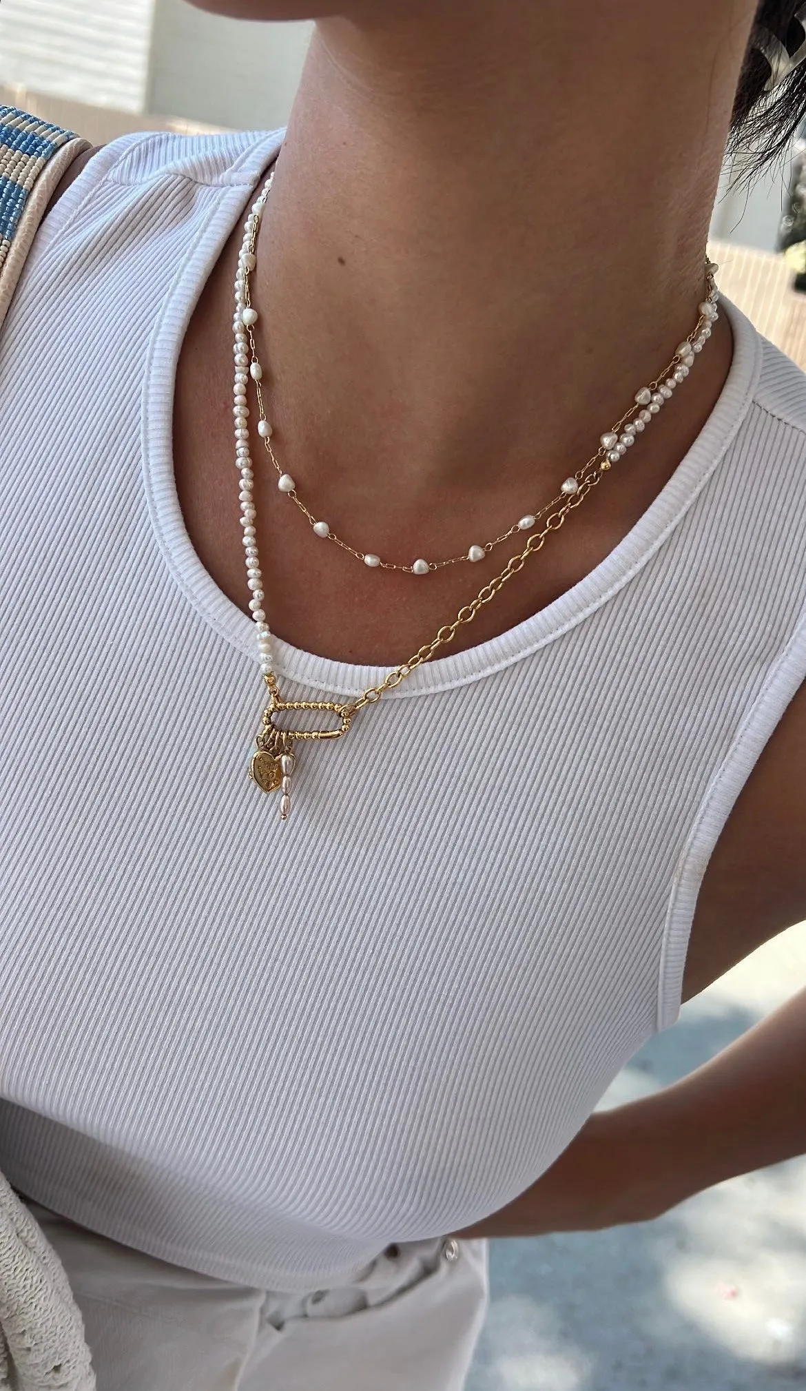 Dainty Heart Pearl Necklace