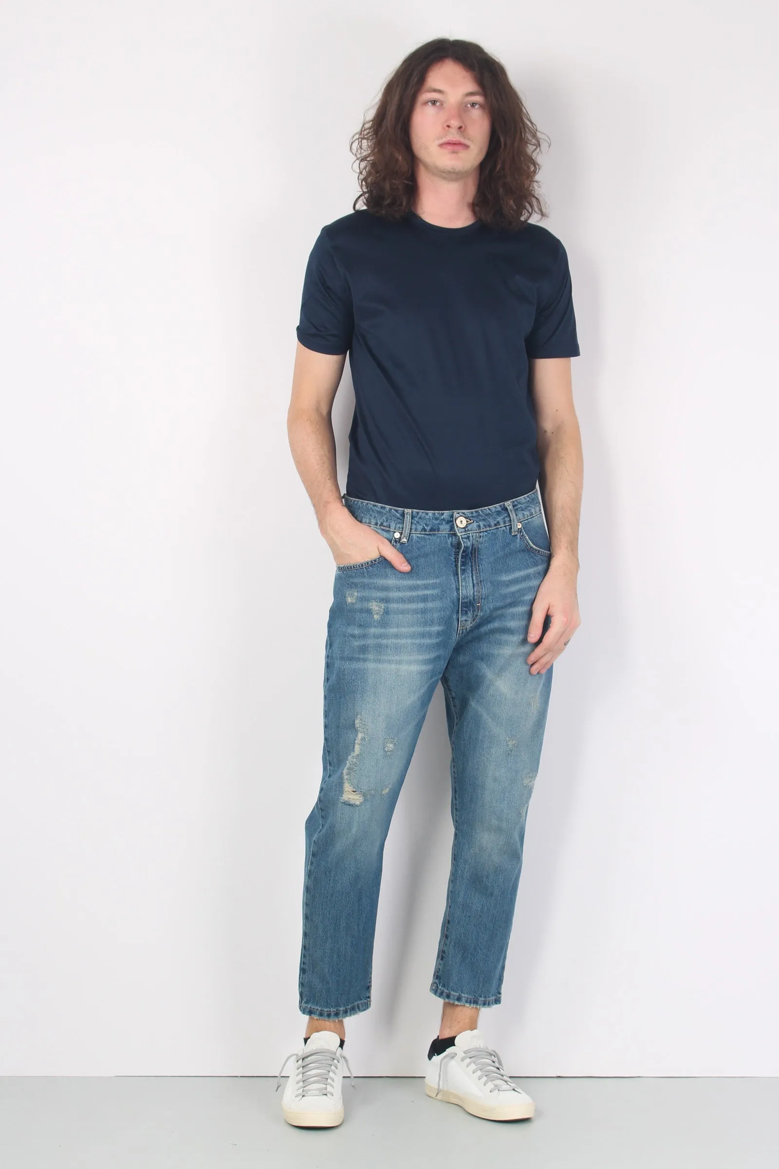 Denim Cropped Graffiato Denim