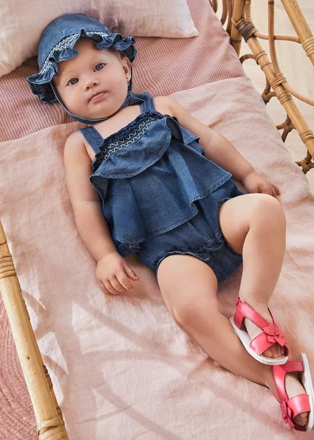 Denim romper for newborn girl - Denim