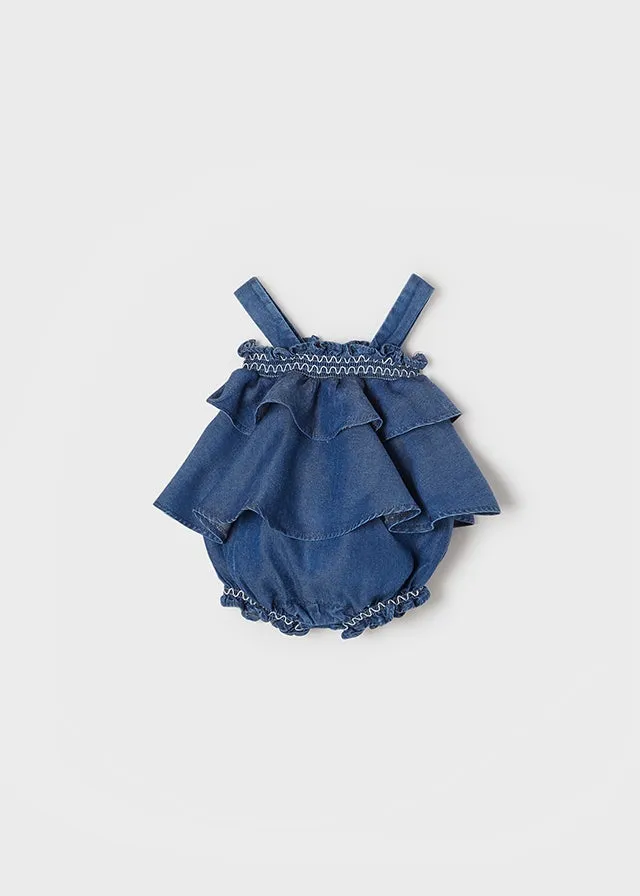 Denim romper for newborn girl - Denim