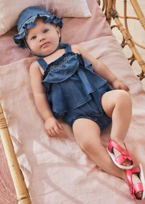 Denim romper for newborn girl - Denim