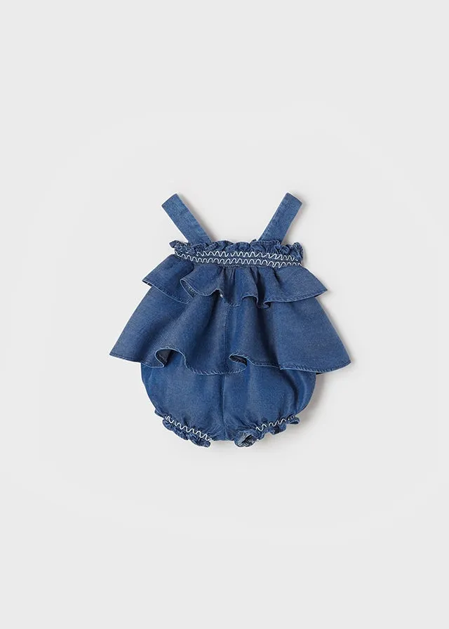 Denim romper for newborn girl - Denim