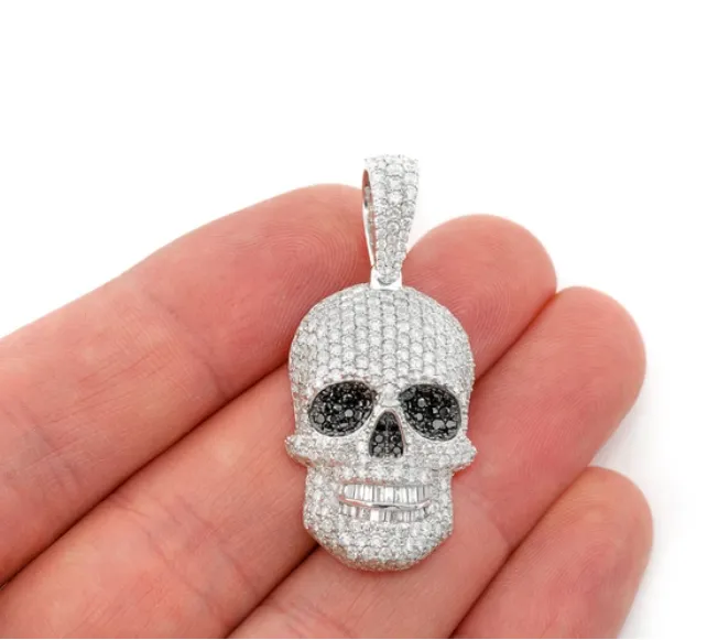 Diamond Skull Pendant Black Diamonds