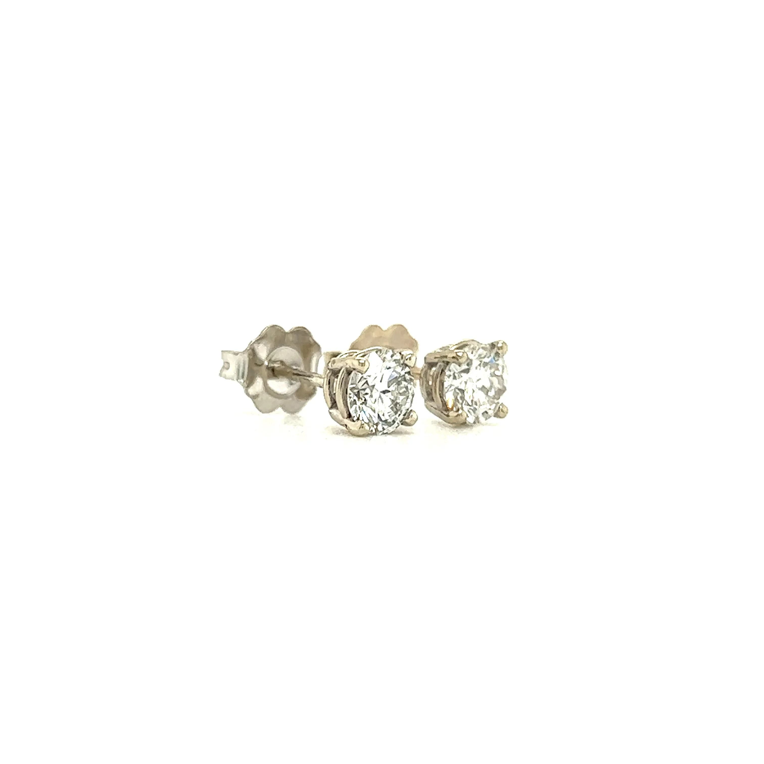 Diamond Stud Earrings with 0.8ctw of Diamonds in 14K White Gold