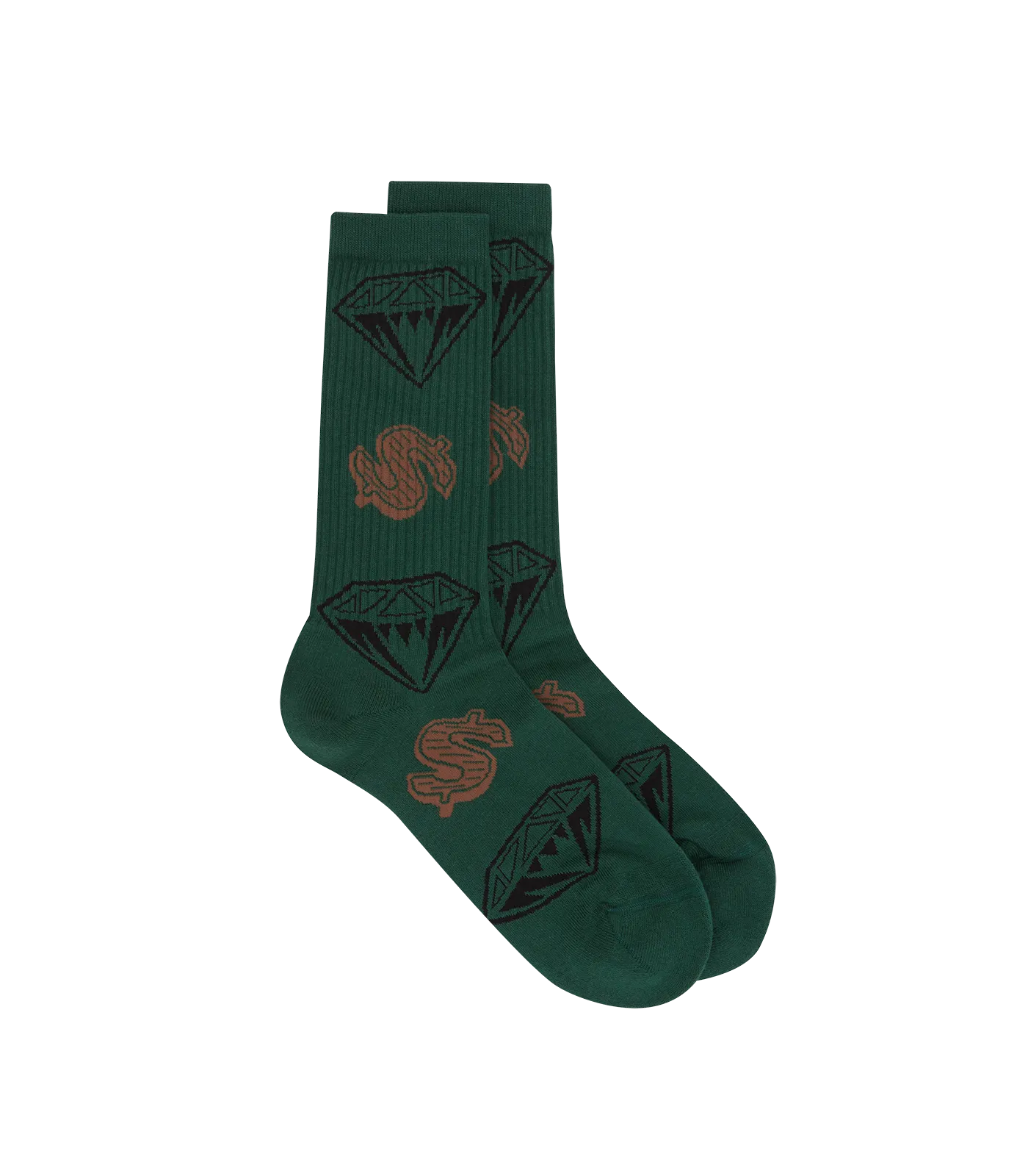 DIAMONDS AND DOLLARS SOCKS - GREEN