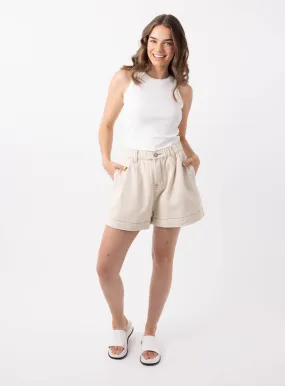 Eliza Denim Short-CREAM