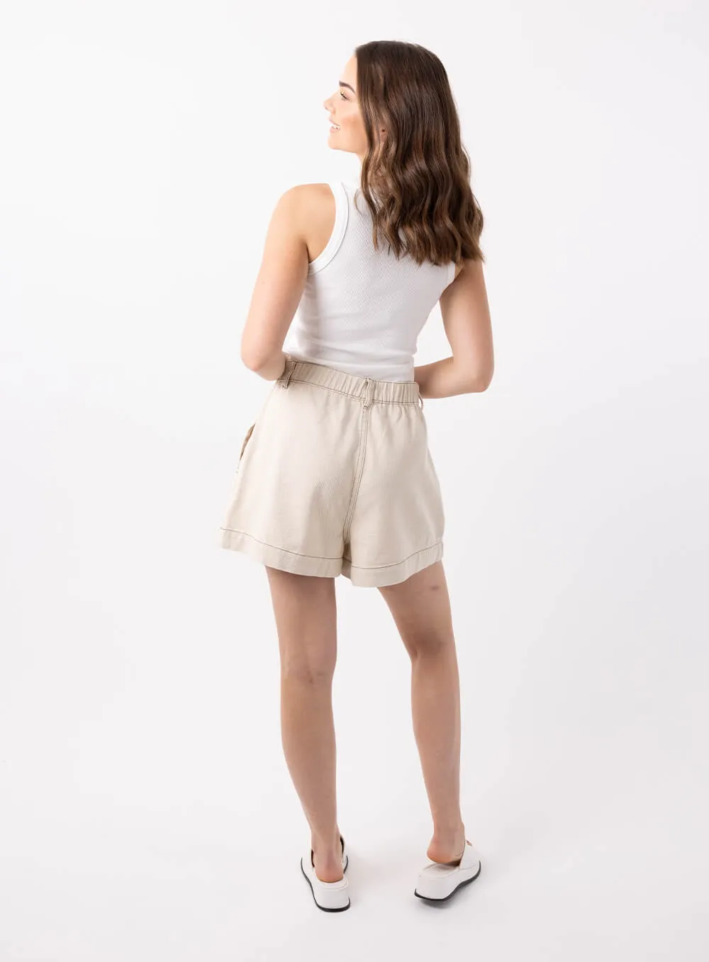 Eliza Denim Short-CREAM