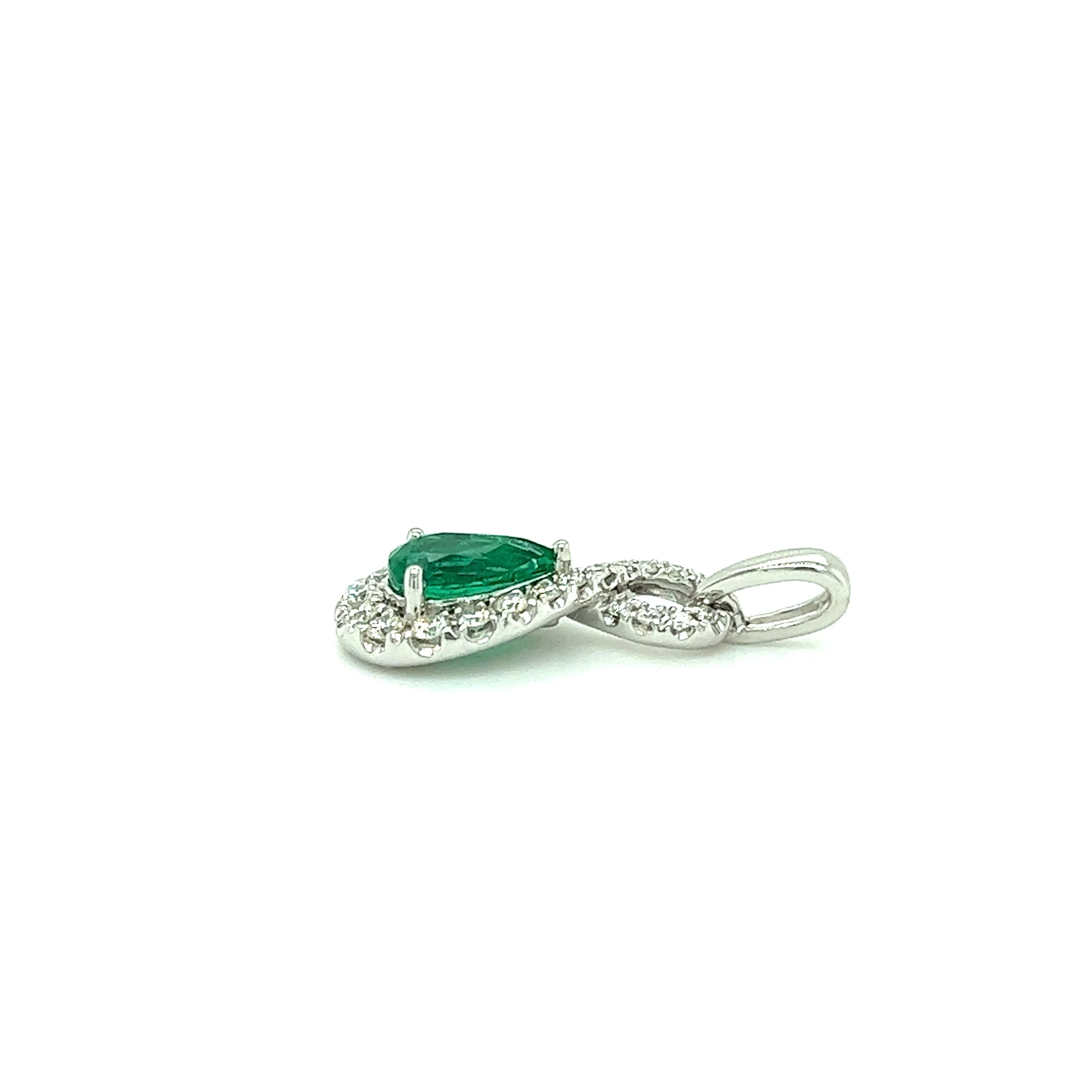 Emerald Infinity Pendant with 0.23ctw of Diamonds in 18K White Gold