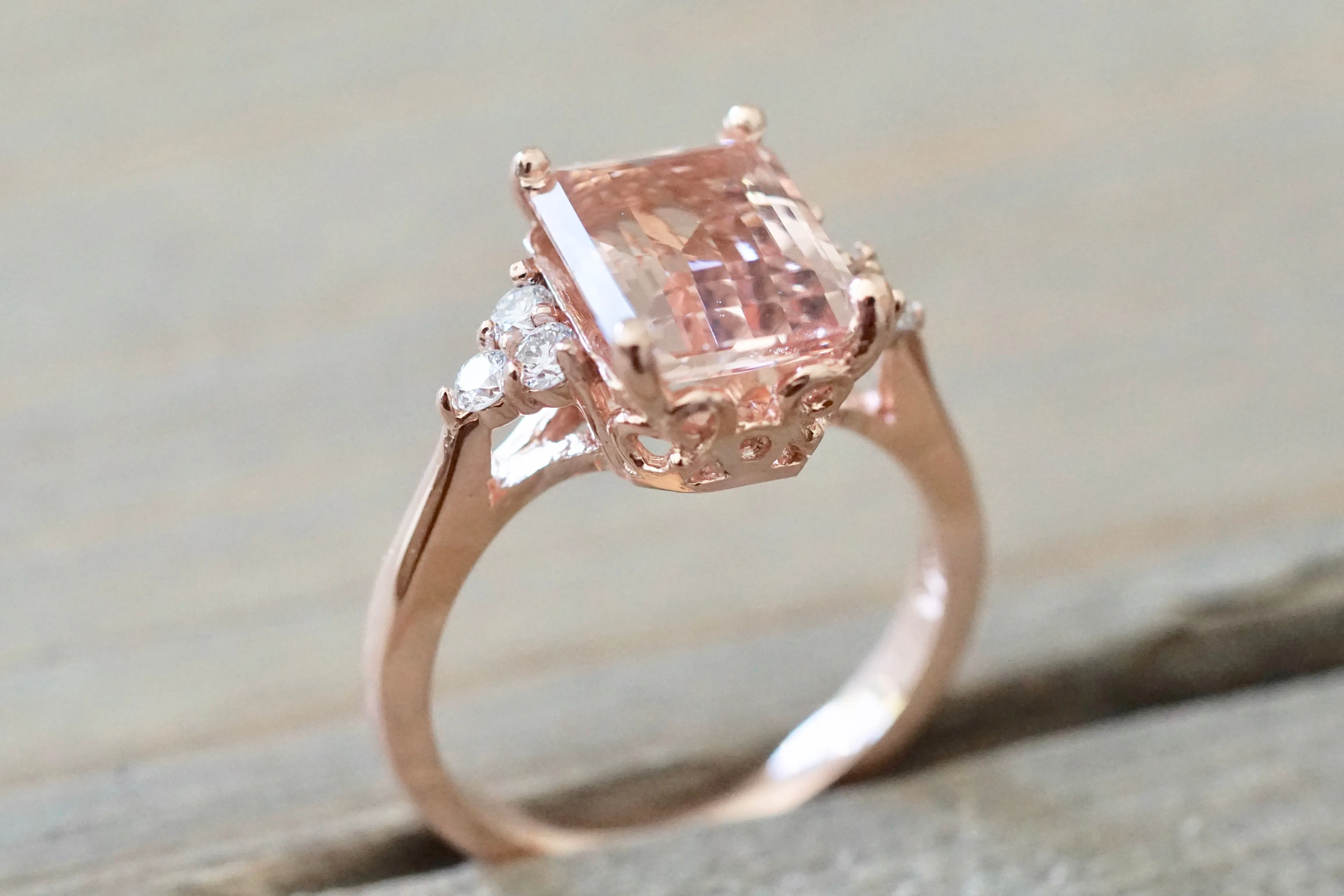 Emerald Morganite with diamonds 10x8