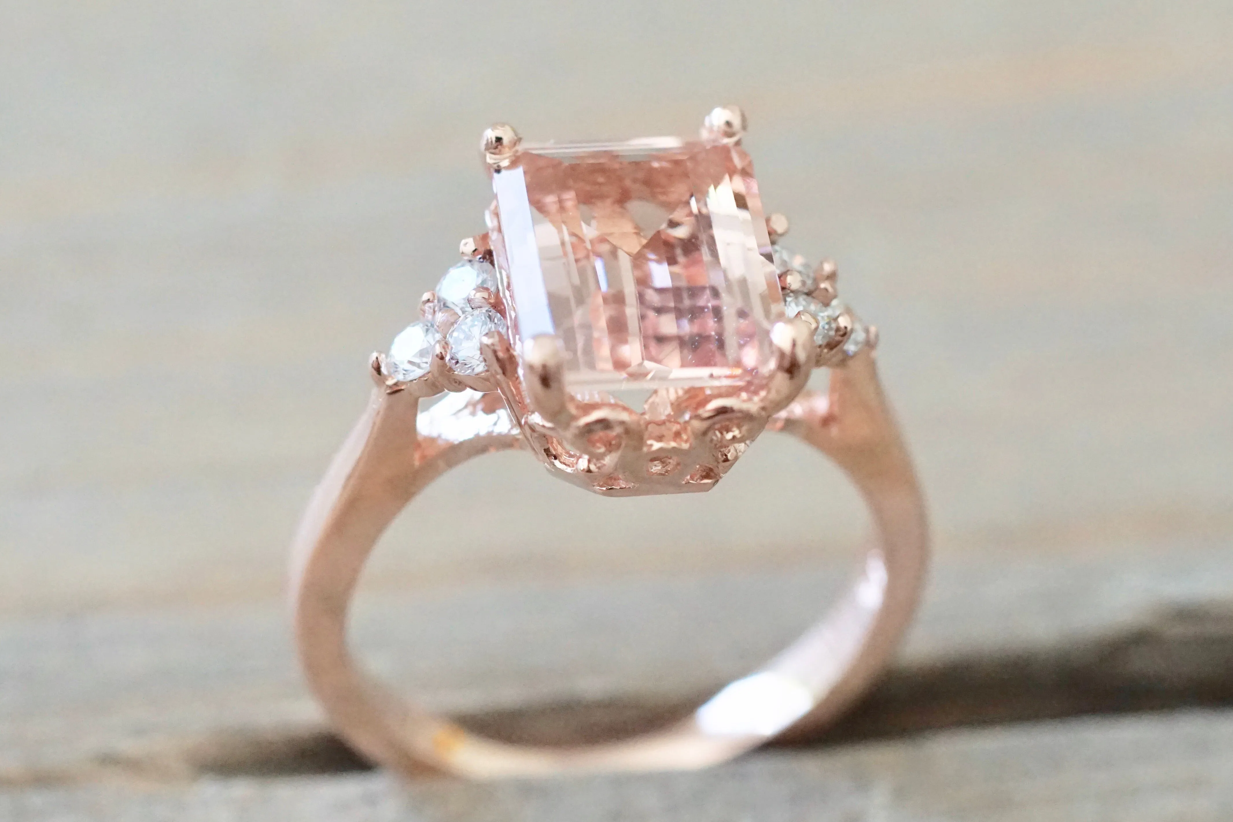 Emerald Morganite with diamonds 10x8