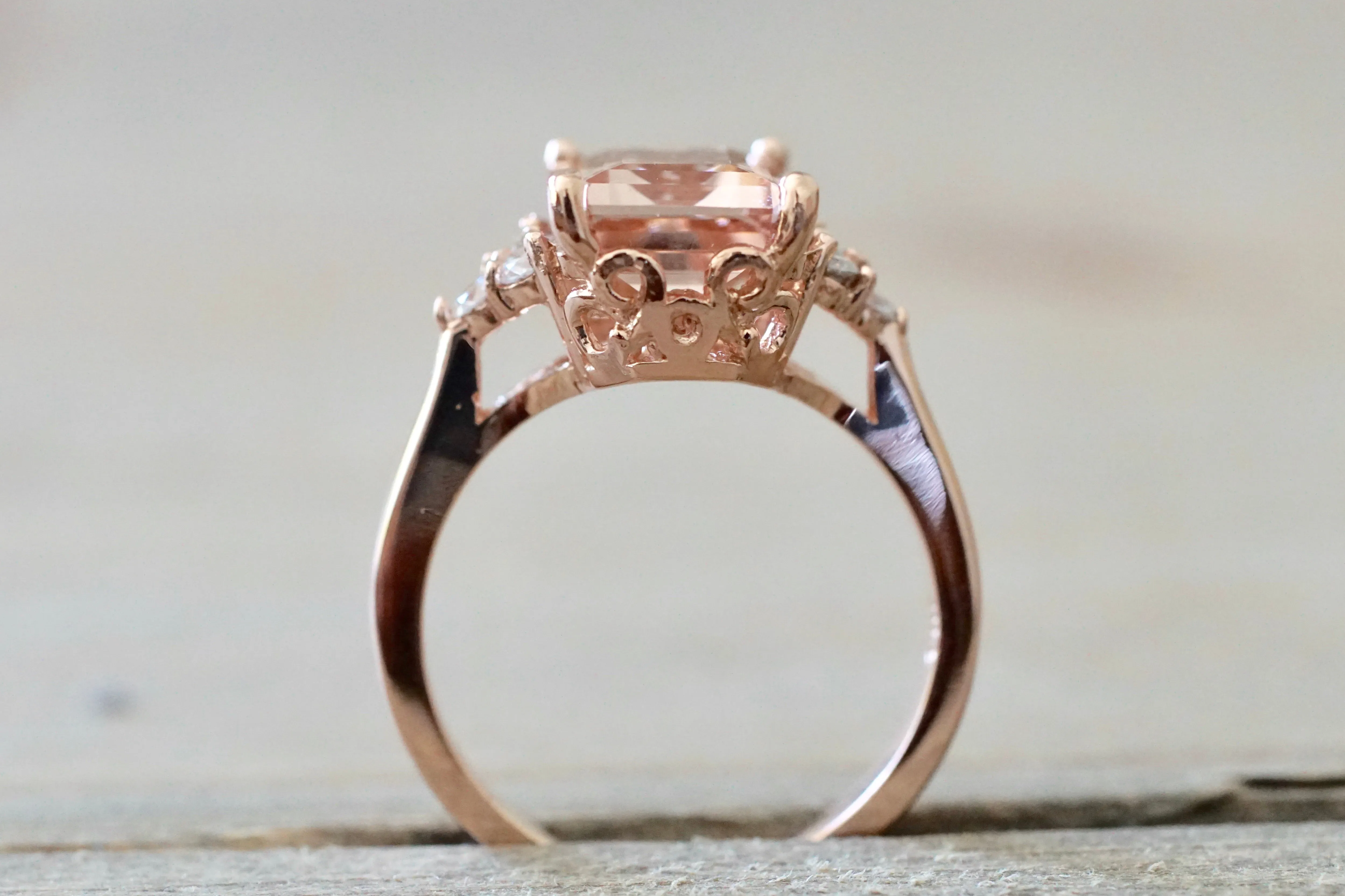 Emerald Morganite with diamonds 10x8