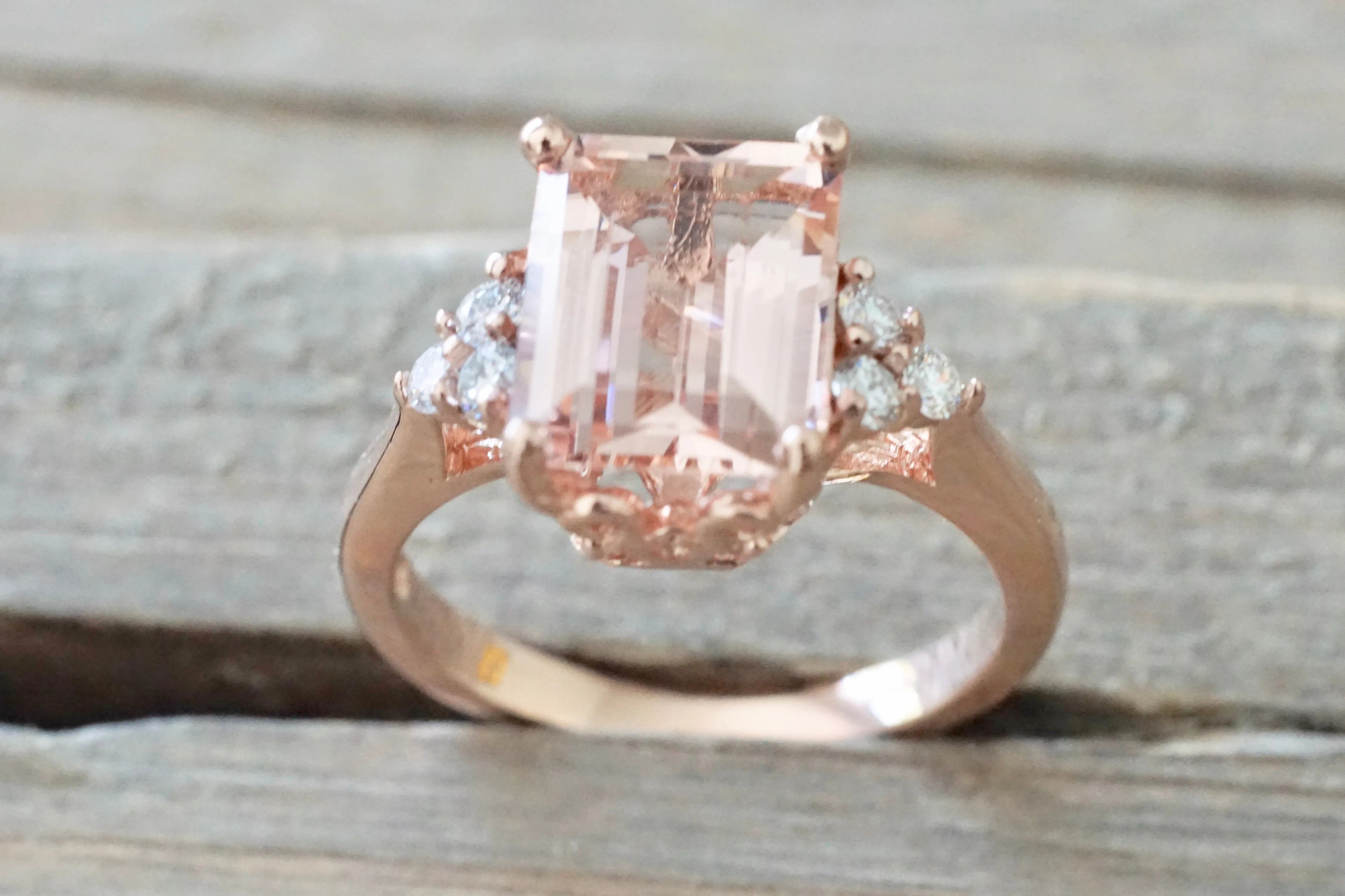 Emerald Morganite with diamonds 10x8