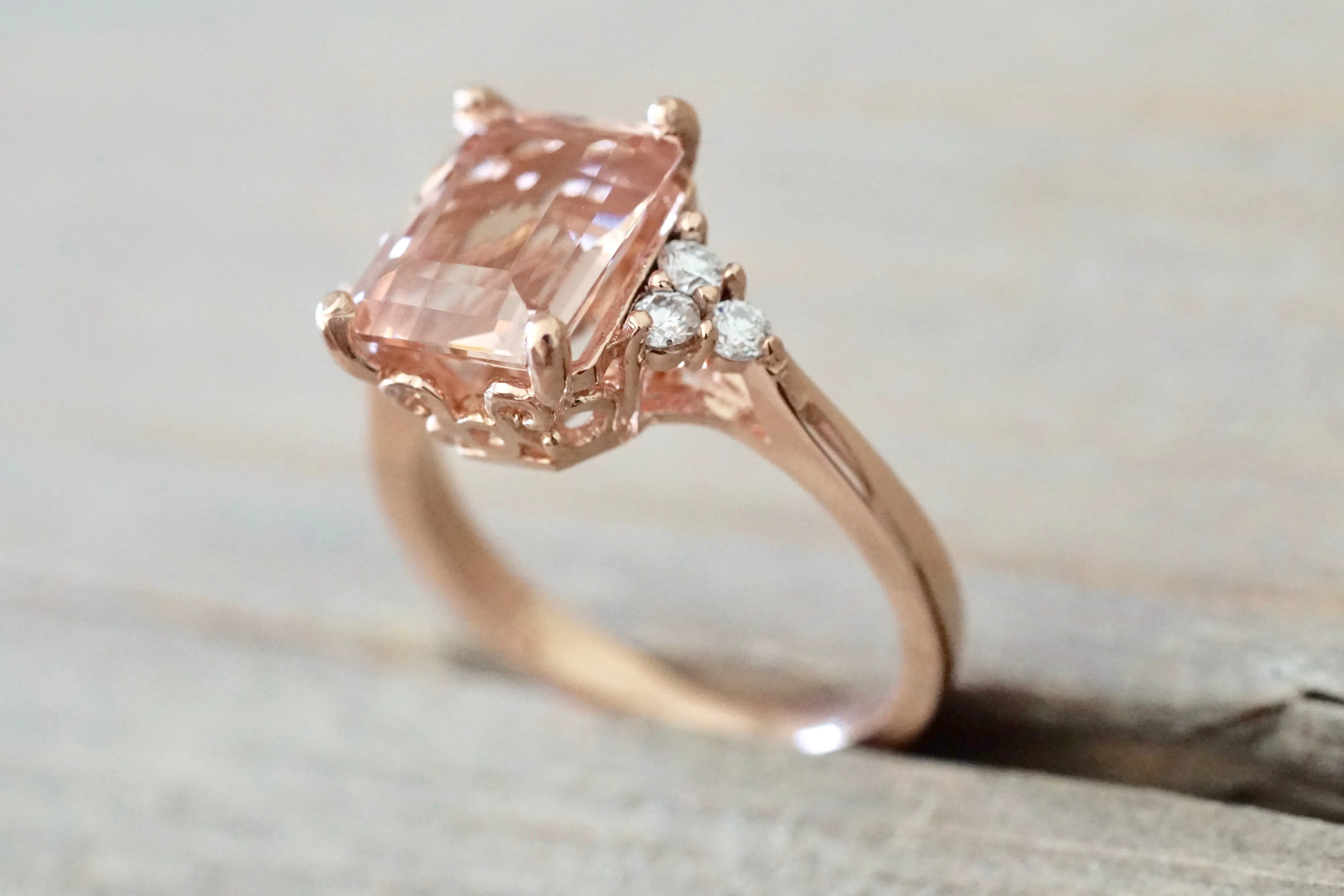 Emerald Morganite with diamonds 10x8