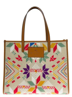 Etro Double Handle Embroidered Tote Bag