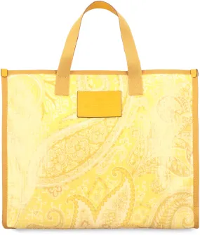 Etro Paisley Printed Logo Patch Tote Bag