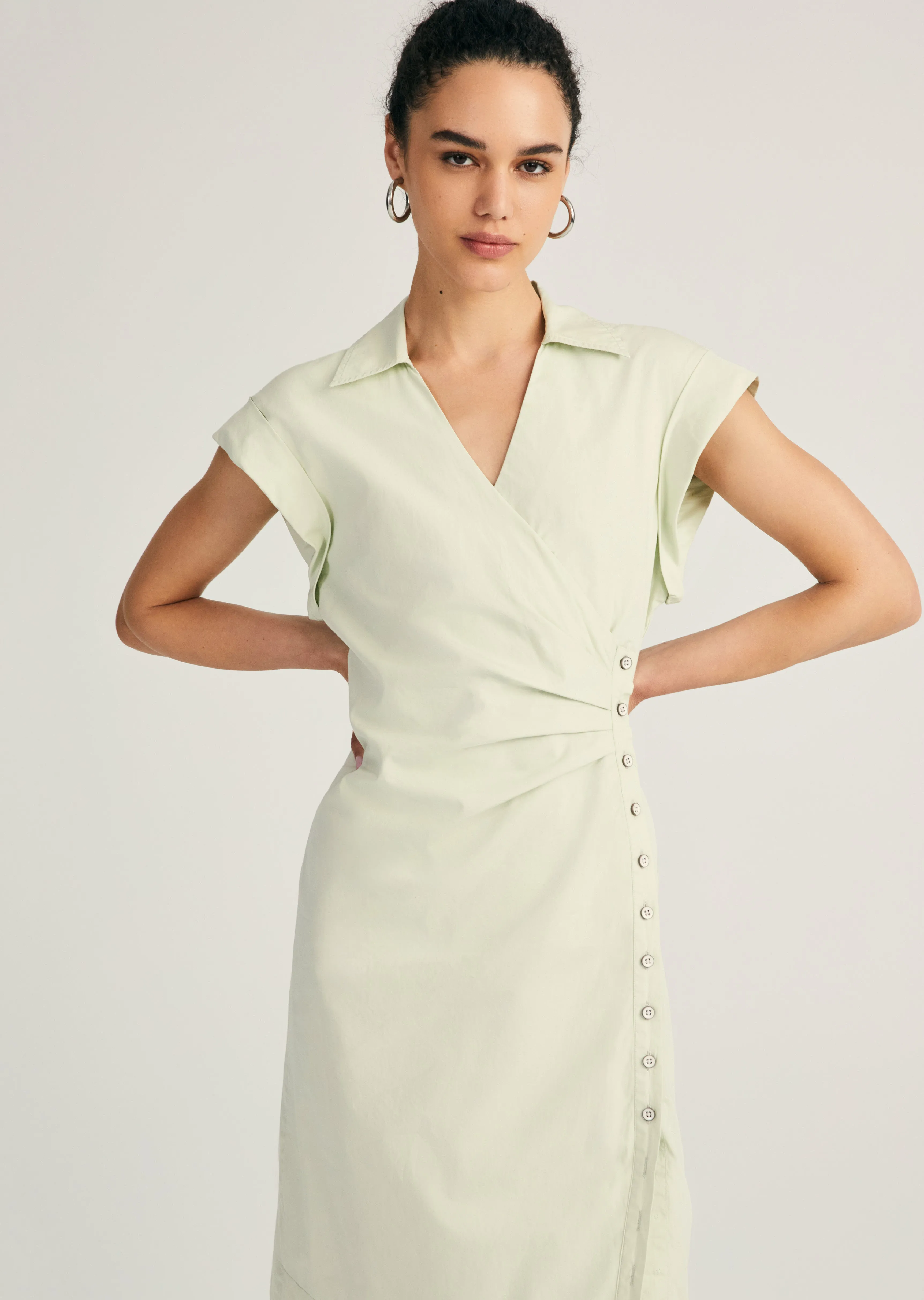 Evi Short Sleeve Buttoned Shirt Dress - Jadeite